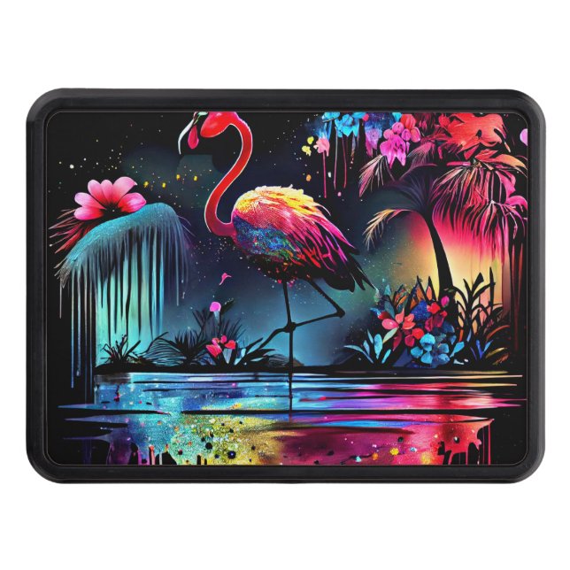 Flamingo in A Lake-63852 Trailer Hitch Cover (Front)