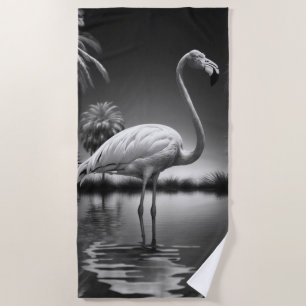 Flamingo in a Pool Beach Towel