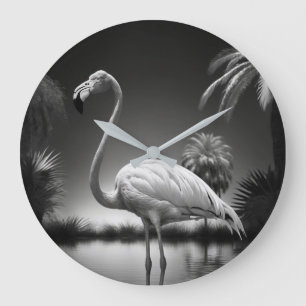 Flamingo in a Pool Large Clock