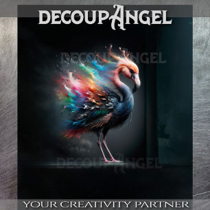 Flamingo in an explosion of colour tissue paper