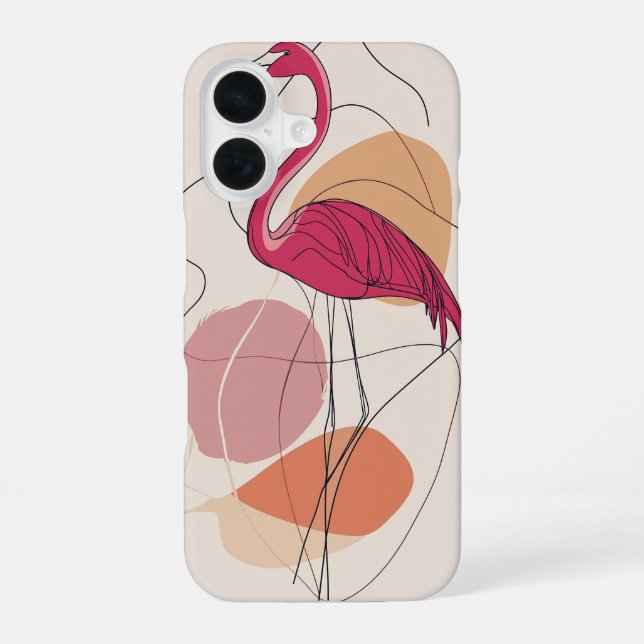 Flamingo in Bloom iPhone 16 Case (Back)