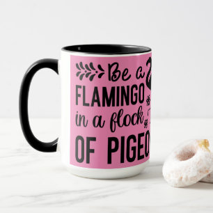 Flamingo In Flock Of Pigeons Mug