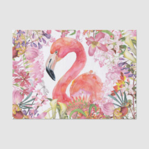 Flamingo in Flower Jungle - Summer Pattern Tissue Paper
