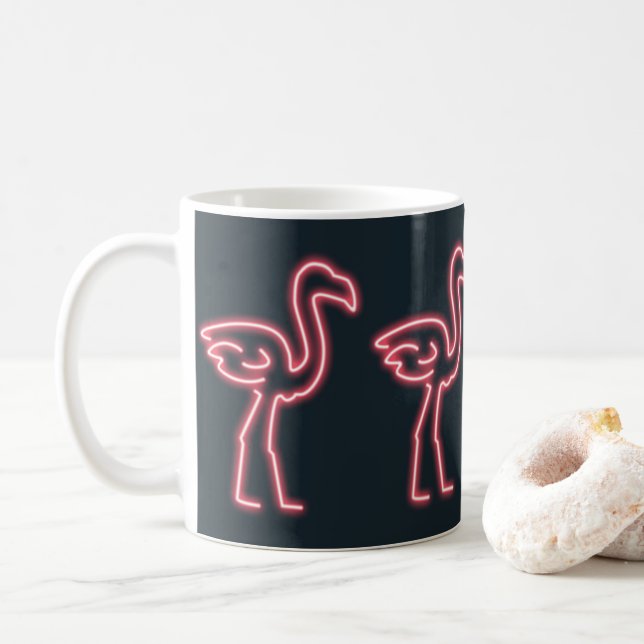 Flamingo in Neon Pink Coffee Mug (With Donut)