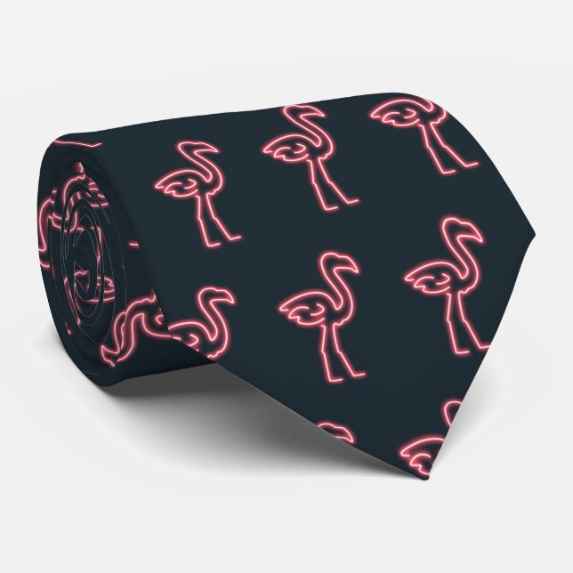 Flamingo in Neon Pink Tie (Rolled)