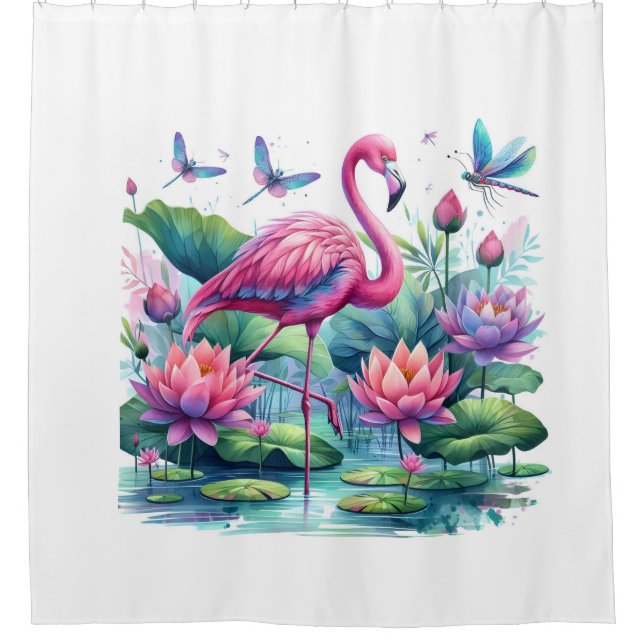 Flamingo In Paradise Shower Curtain (Front)