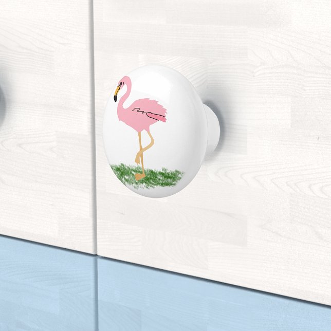 Flamingo In The Grass Ceramic Knob (Creator Uploaded)