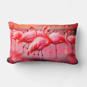 Flamingo in the lake Throw Pillow