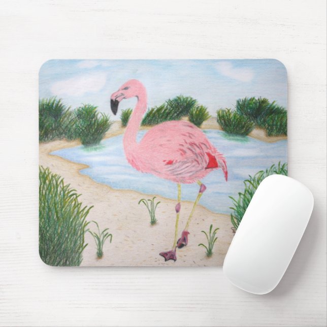 Flamingo in the Marsh Mousepad (With Mouse)