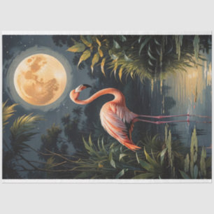 Flamingo in the Moonlight Decoupage Tissue Paper