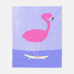 flamingo in the skateboard painting art fleece blanket