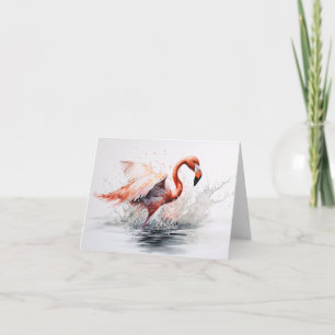 Flamingo In Water Splash Note Card