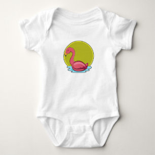 Flamingo in Water with Sun Baby Bodysuit