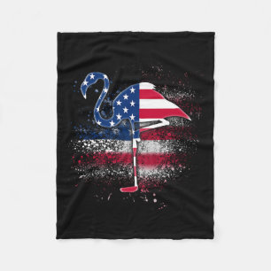 Flamingo Independence Patriotic Us Flag Fleece Blanket