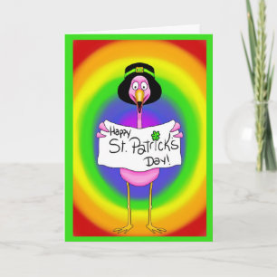 Flamingo Irish St. Patrick's Day Card Rainbow