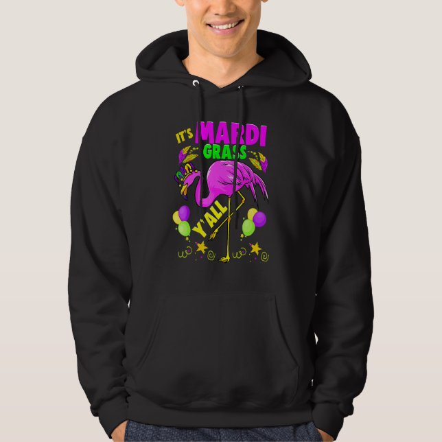 Flamingo Its Mardi Gras Yall Carnival Jester Hat W Hoodie (Front)