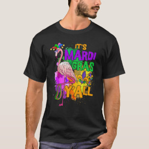 Flamingo Its Mardi Gras Yall Carnival Jester Hat W T-Shirt