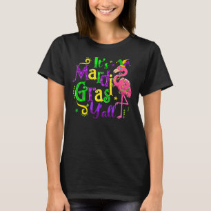Flamingo It's Mardi Gras Y'all Jester Hat Mask Bea T-Shirt