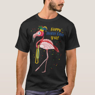Flamingo Jester Hat Mardi Gras Fat Tuesday T-Shirt