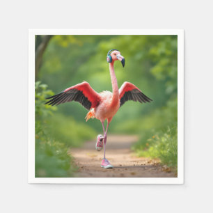 Flamingo Jogging With Pink Sneakers and High-tops Napkin