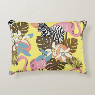 Flamingo Jungle: Exotic Animal Pattern. Accent Pillow