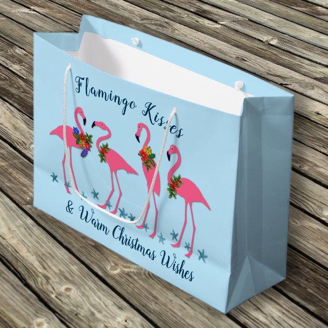 Flamingo Kisses Warm Christmas Wishes Gift Bag (Creator Uploaded)