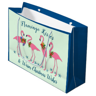 Flamingo Kisses Warm Christmas Wishes Gift Bag