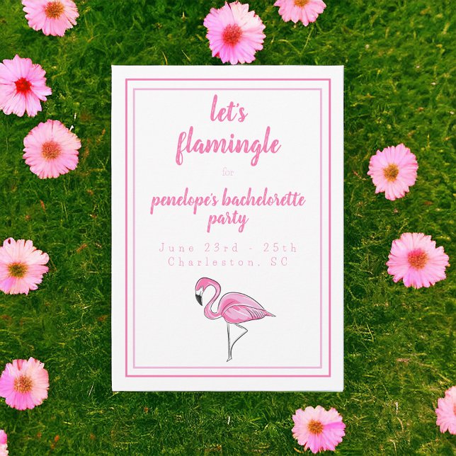 Flamingo Let's Flamingle Bachelorette Itinerary  Invitation (Creator Uploaded)