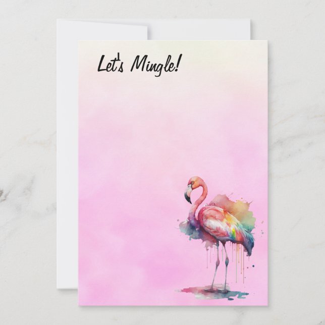 Flamingo Let's Mingle Blank Invitation (Front)