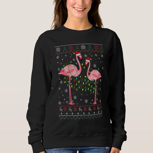 Flamingo Lights Tangled Ugly Sweater Christmas Ani (Front)