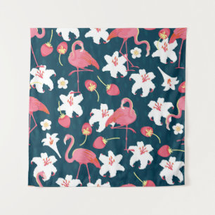 Flamingo Lilies: Tropical Vintage Design. Tapestry