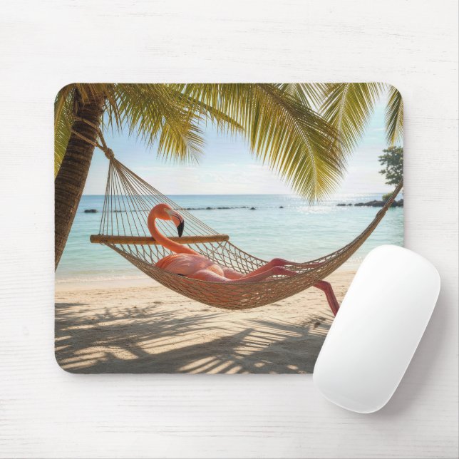 Flamingo Lounging in a Hammock Mouse Pad (With Mouse)