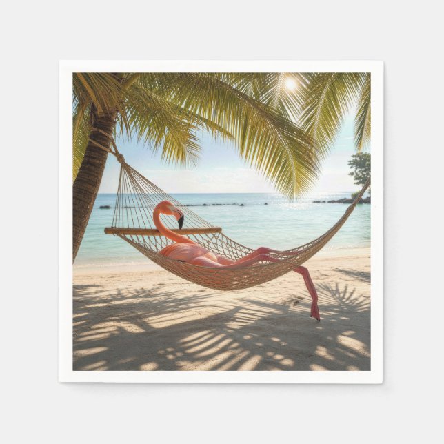 Flamingo Lounging in a Hammock Napkin (Front)