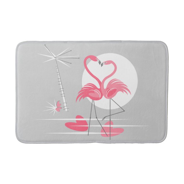 Flamingo Love bath mat (Front)