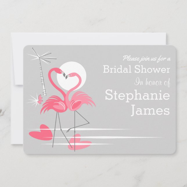 Flamingo Love Bridal Shower invitation landscape (Front)