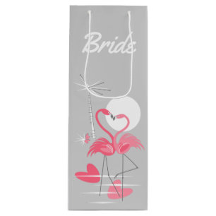 Flamingo Love Bride gift bag wine