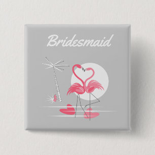 Flamingo Love Bridesmaid button square