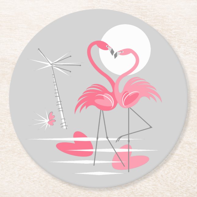 Flamingo Love coaster round (Front)