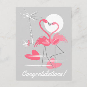 Flamingo Love Congratulations! postcard landscape