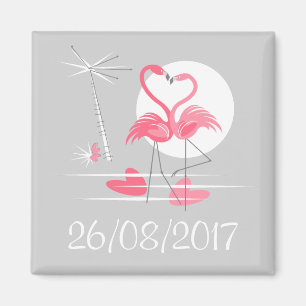 Flamingo Love Date magnet square
