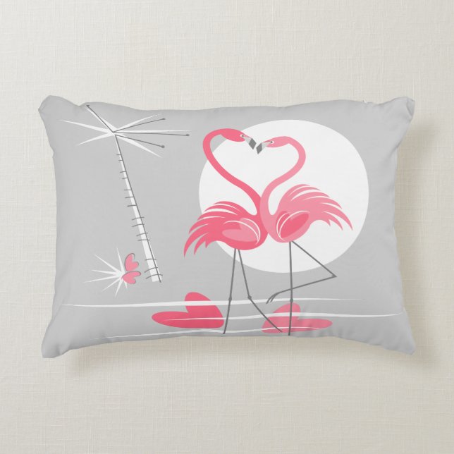 Flamingo Love hot pink back throw pillow accent (Front)