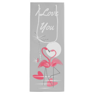 Flamingo Love I Love You gift bag wine