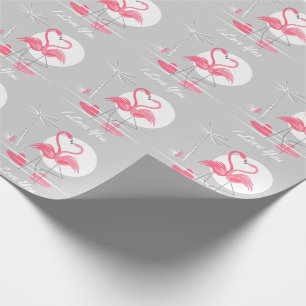 Flamingo Love I Love You wrapping paper