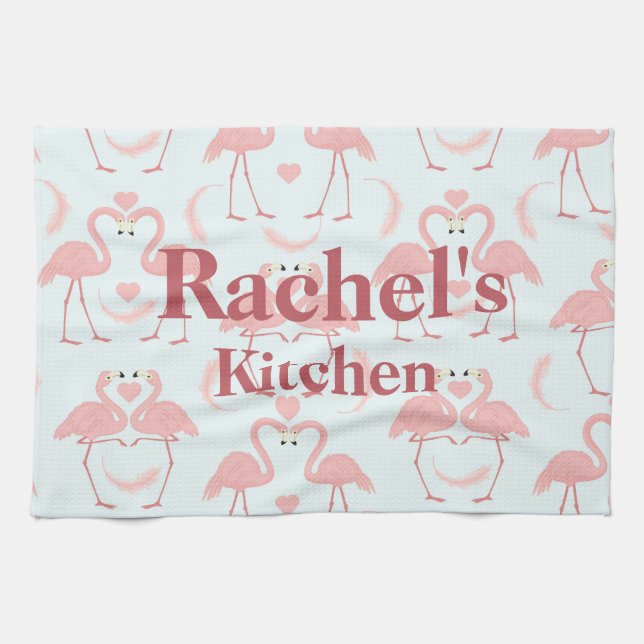 Flamingo Love Kitchen Towel (Horizontal)