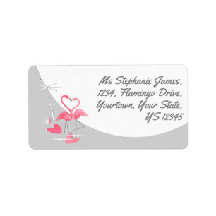 Flamingo Love Large Moon address label