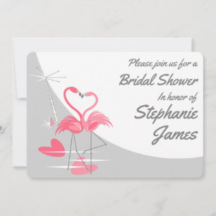 Flamingo Love Large Moon Bridal Shower invitation