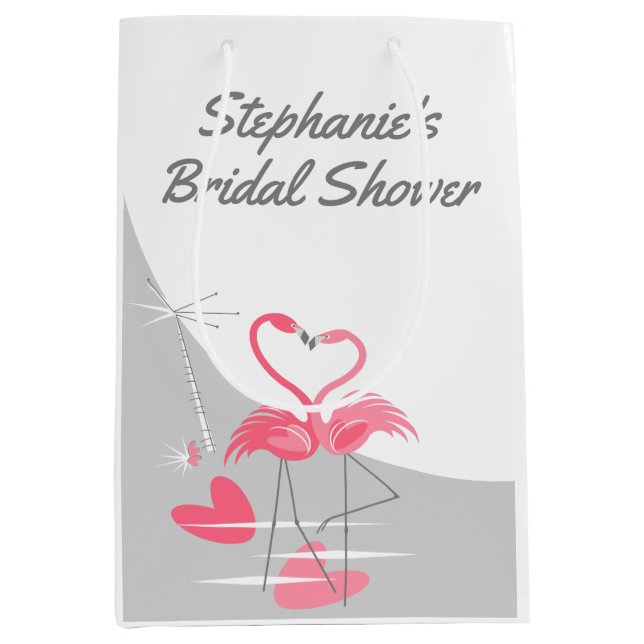 Flamingo Love Large Moon Bridal Shower medium Gift Bag (Front)