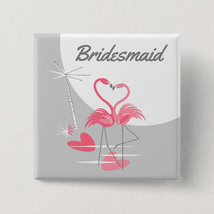 Flamingo Love Large Moon Bridesmaid button square