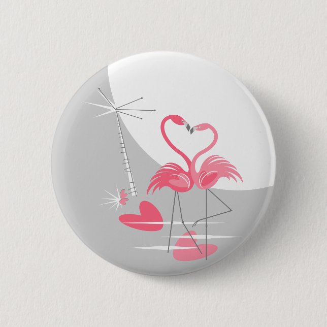 Flamingo Love Large Moon button (Front)