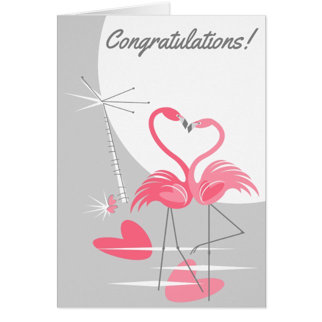 Flamingo Love Large Moon Congratulations text (Front)